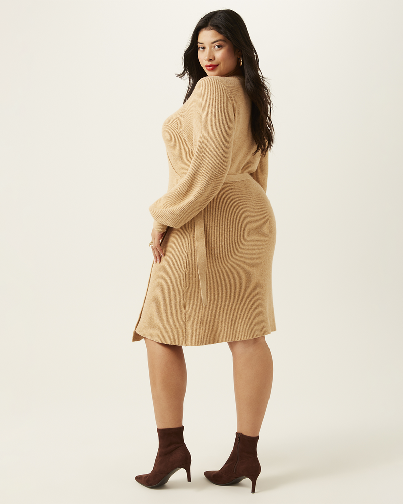 Edith Plus Size Faux-Wrap Sweater Dress ...